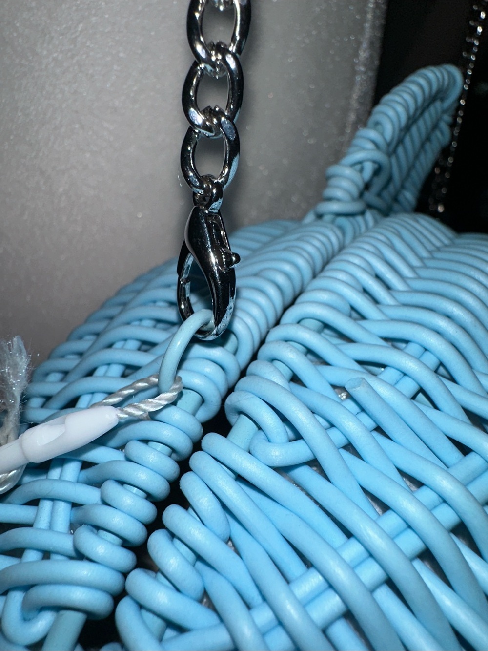 Tommy Bahama Light Blue Woven Dolphin Crossbody Bag - Picture 8 of 12